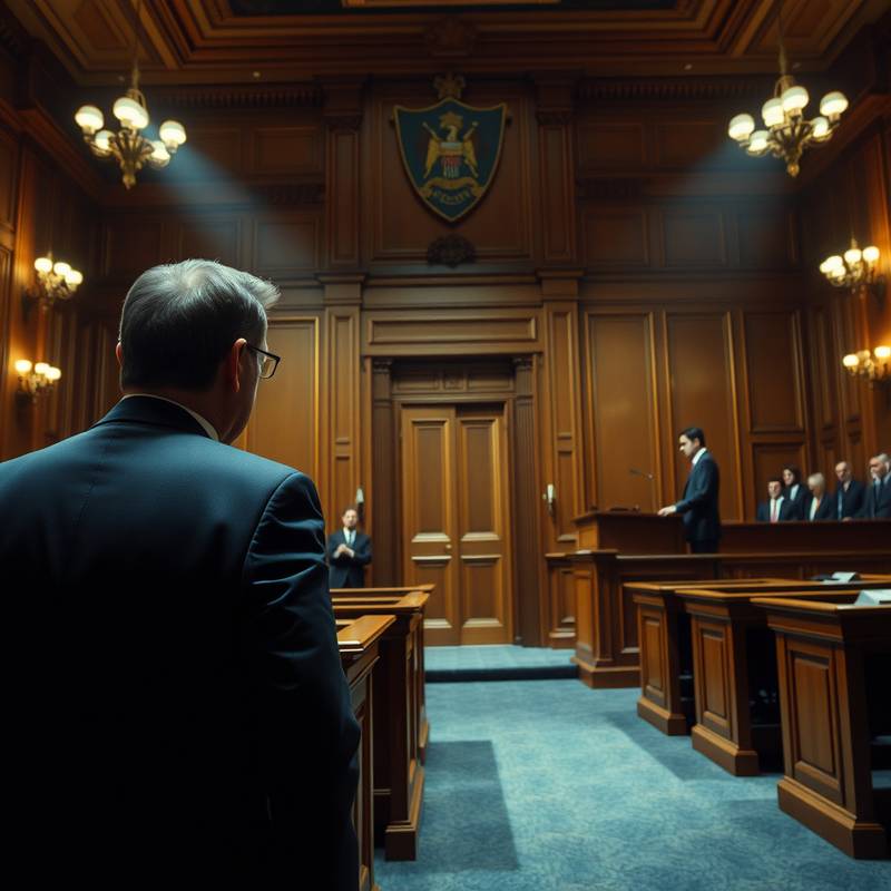 Courtroom setting representing legal proceedings
